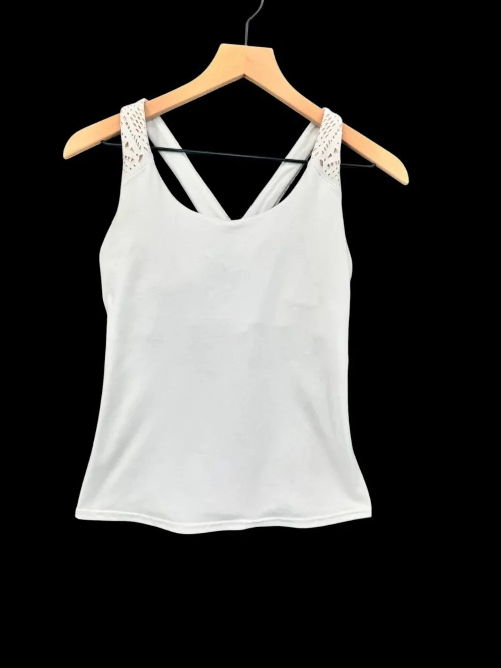 Alo Yoga White Laser-Cut Strap Criss-Cross Workout Tank S